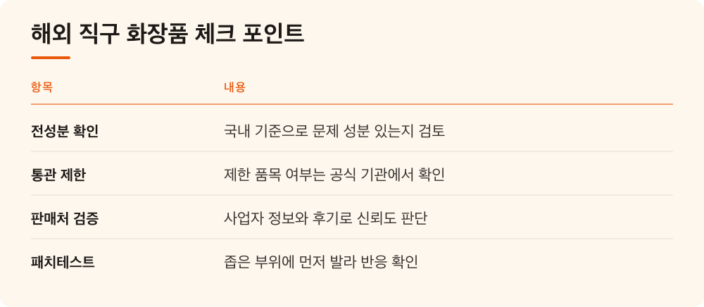 해외 직구 화장품 체크 포인트